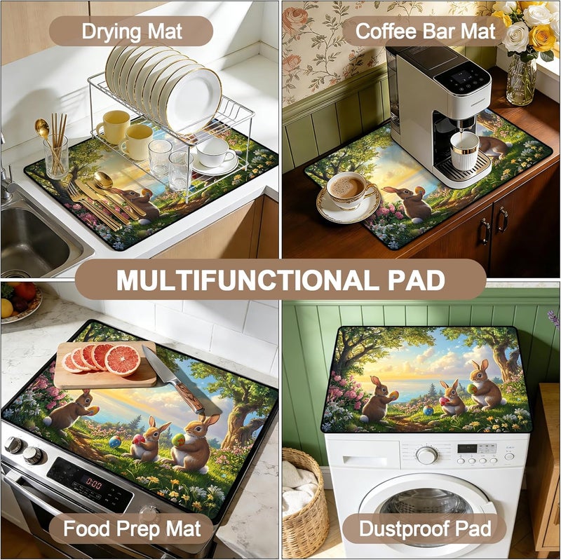 AOHMPT Stove Top Cover for Electric Stove: 28''×20'' Stove Cover Elevate Your Kitchen Reliable Heat Protection,Non-Slip Kitchen Decor (Rabbit) - Image 3